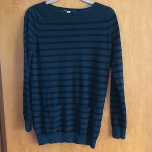 Loft stripped sweater. Forest green and black.